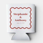 Retro 1950s Wavy Edge Dark Red Wedding Blikjeskoeler (Achterkant)