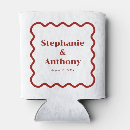 Retro 1950s Wavy Edge Dark Red Wedding Blikjeskoeler (Achterkant)