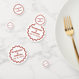 Retro 1950s Wavy Edge Dark Red Wedding Confetti