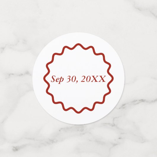 Retro 1950s Wavy Edge Dark Red Wedding Confetti (Kleine voorkant)