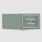 Retro 1950s Wavy Edge Dark Red Wedding Gastenboek (Volledig)