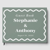 Retro 1950s Wavy Edge Dark Red Wedding Gastenboek (Voorkant)