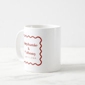 Retro 1950s Wavy Edge Dark Red Wedding Koffiemok (Voorkant links)