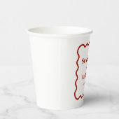 Retro 1950s Wavy Edge Dark Red Wedding Papieren Bekers (Rechts)
