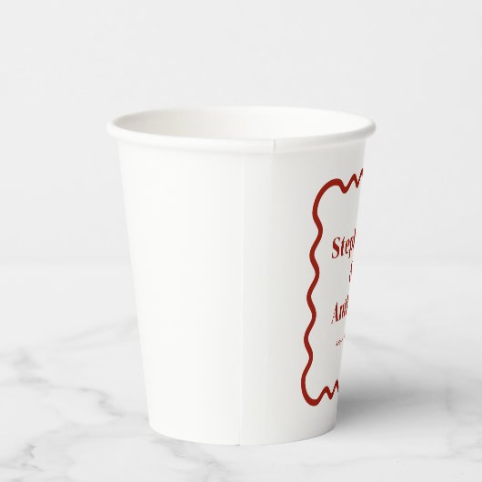 Retro 1950s Wavy Edge Dark Red Wedding Papieren Bekers (Rechts)