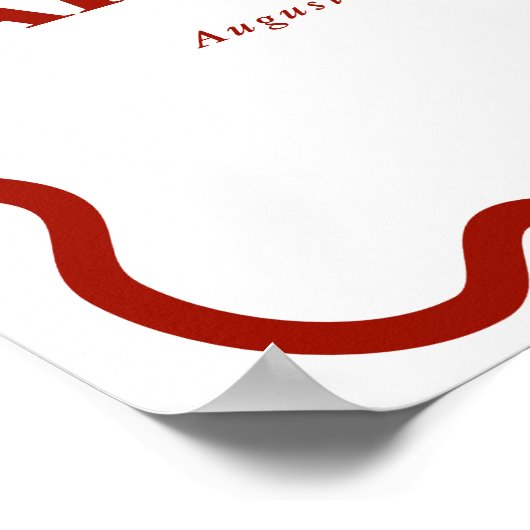 Retro 1950s Wavy Edge Dark Red Wedding Poster (Hoek)