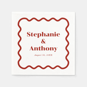 Retro 1950s Wavy Edge Dark Red Wedding Servet
