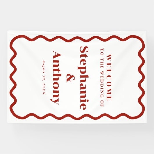 Retro 1950s Wavy Edge Dark Red Wedding Spandoek (Horizontaal)