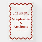 Retro 1950s Wavy Edge Dark Red Wedding Spandoek (Verticaal)