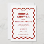 Retro 1950s Wavy Edge Donkerrood Vrijgezellenfeest Kaart (Voorkant)