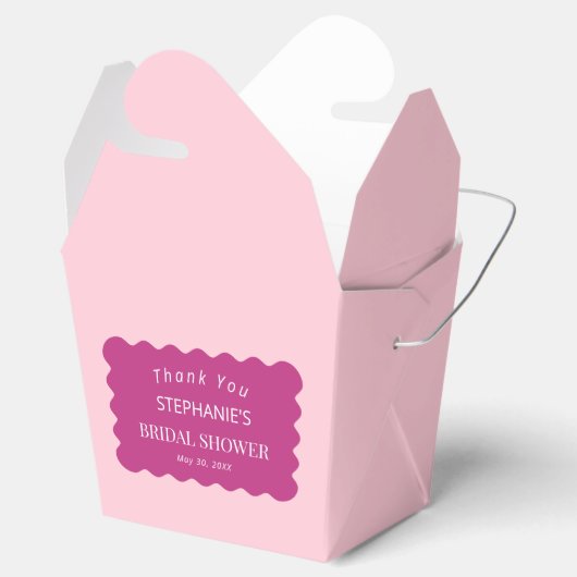 Retro 1950s Wavy Edge Magenta en Roze Bridal Bedankdoosjes (Geopend)