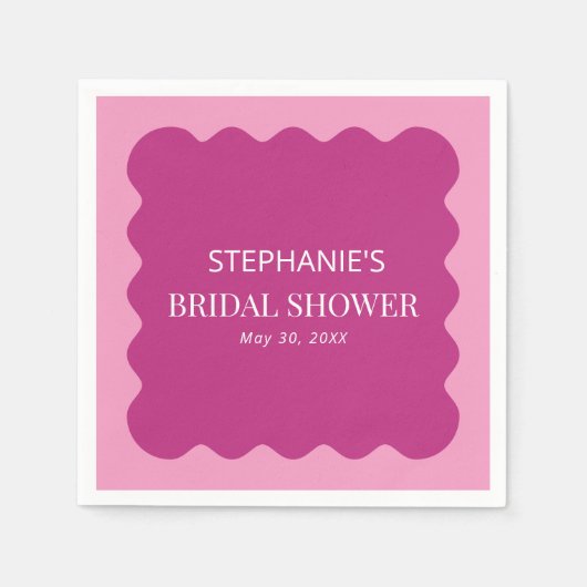 Retro 1950s Wavy Edge Magenta en Roze Bridal Servet (Voorkant)