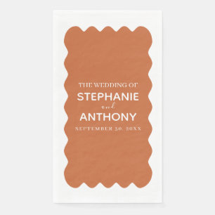 Retro 1950s Wavy Edge Terracotta Wedding Servet