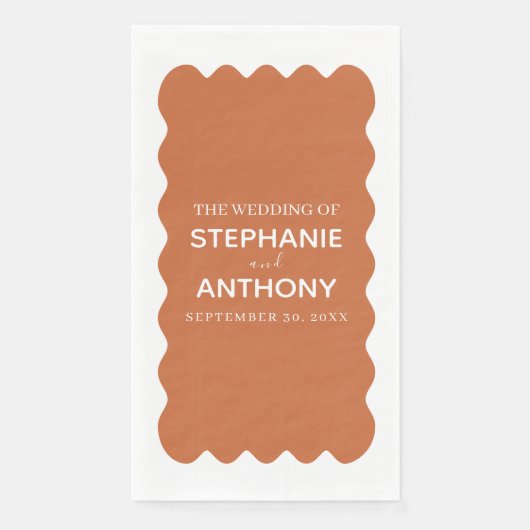 Retro 1950s Wavy Edge Terracotta Wedding Servet (Voorkant)