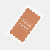 Retro 1950s Wavy Edge Terracotta Wedding Servet (Hoek)