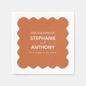 Retro 1950s Wavy Edge Terracotta Wedding Servet (Voorkant)