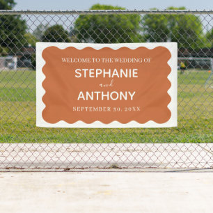 Retro 1950s Wavy Edge Terracotta Wedding Spandoek