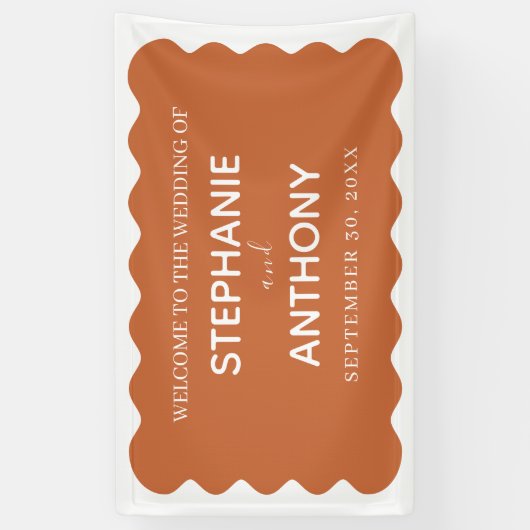 Retro 1950s Wavy Edge Terracotta Wedding Spandoek (Verticaal)