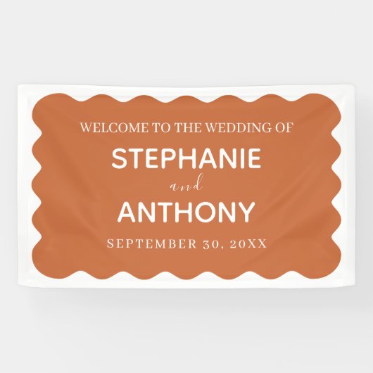 Retro 1950s Wavy Edge Terracotta Wedding Spandoek (Horizontaal)