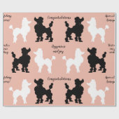 Retro 1950's witte en zwarte roodjes op roze grond cadeaupapier (Vlak)