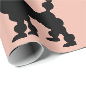 Retro 1950's witte en zwarte roodjes op roze grond cadeaupapier (Rol Hoek)