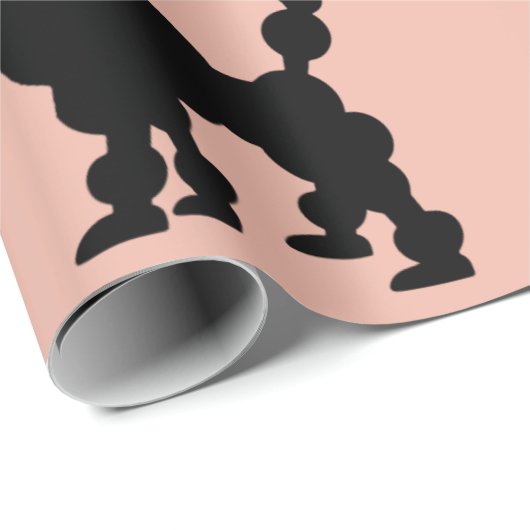 Retro 1950's witte en zwarte roodjes op roze grond cadeaupapier (Rol Hoek)