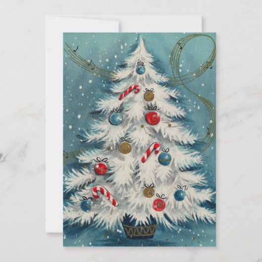Retro  1950s witte kerstboom - Aangepast Feestdagenkaart (Voorkant)