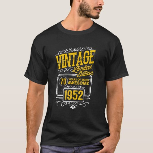 Retro 1952 70 jaar Geweldige 70e dag T-shirt (Voorkant)