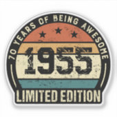 Retro 1955 70e verjaardag jubileum sticker (Voorkant)