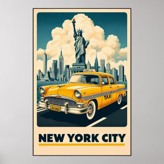 Retro 1955 New York City Reisposter Poster (Voorkant)