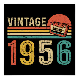 Retro 1956 Birthday Idea Music Cassette Tape Bday Perfect Poster