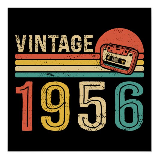 Retro 1956 Birthday Idea Music Cassette Tape Bday Perfect Poster (Voorkant)