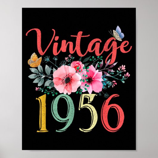 Retro 1956 Bloem Hippie Groovy Wilde Bloem 70ste Poster (Voorkant)