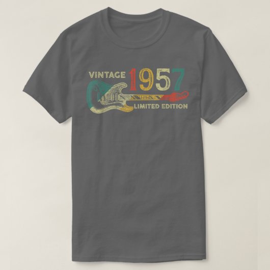 Retro 1957 birthday gift for men Guitar Player 65t T-shirt (Design voorkant)