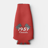 Retro 1957 Classic Zwart & Wit geruite vlag Flesjeskoeler (Voorkant)