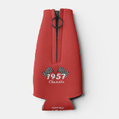 Retro 1957 Classic Zwart & Wit geruite vlag Flesjeskoeler (Achterkant)