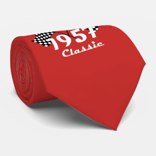 Retro 1957 Klassieke Zwarte & Witte Geruite Vlag Stropdas