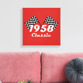 Retro 1958 Classic Zwart & Wit Geruite Race Vlag Canvas Afdruk (Insitu (Woonkamer))