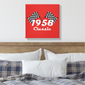 Retro 1958 Classic Zwart & Wit Geruite Race Vlag Canvas Afdruk (Insitu (Slaapkamer))