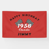 Retro 1958 Classic Zwart & Wit Geruite Race Vlag Spandoek (Horizontaal)