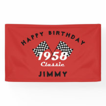 Retro 1958 Classic Zwart & Wit Geruite Race Vlag