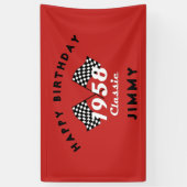 Retro 1958 Classic Zwart & Wit Geruite Race Vlag Spandoek (Verticaal)