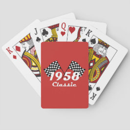 Retro 1958 Klassieke Zwarte & Witte Geruite Race V Pokerkaarten
