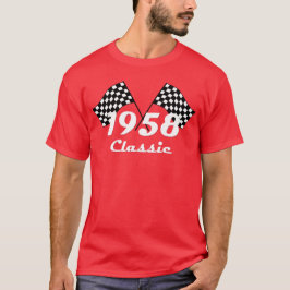 Retro 1958 Klassieke Zwarte & Witte Geruite Race V T-shirt