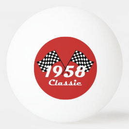 Retro 1958 Klassieke Zwarte & Witte Geruite Racevl Pingpongbal