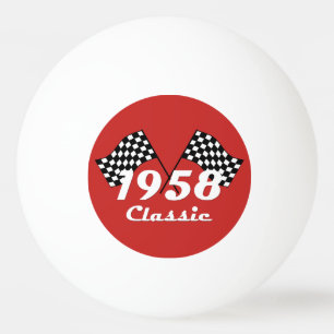 Retro 1958 Klassieke Zwarte & Witte Geruite Racevl Pingpongbal