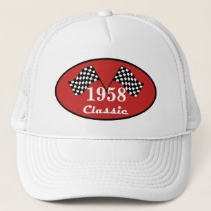 Retro 1958 Verjaardag Classic Geruite Race Vlag Trucker Pet