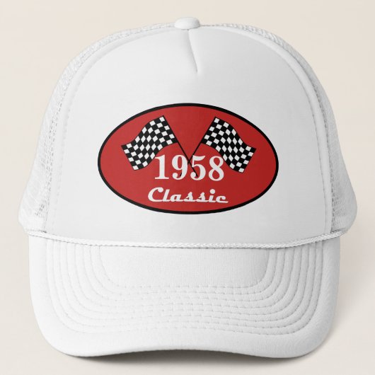 Retro 1958 Verjaardag Classic Geruite Race Vlag Trucker Pet (Voorkant)