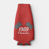 Retro 1959 Classic Black & White Checkered Flag Flesjeskoeler (Voorkant)