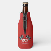 Retro 1959 Classic Black & White Checkered Flag Flesjeskoeler (Fles Achterkant)